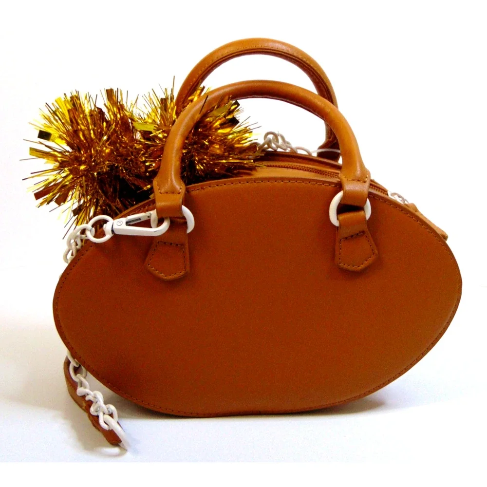 Betsey Johnson Football Bag Brown & White Mini Satchel Luv Betsey Novelty Purse - Picture 5 of 16